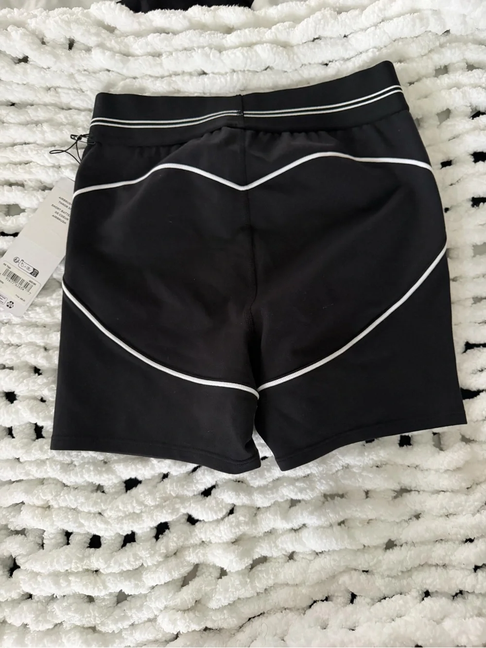 ALO Yoga Black Bike Shorts with White Trim
